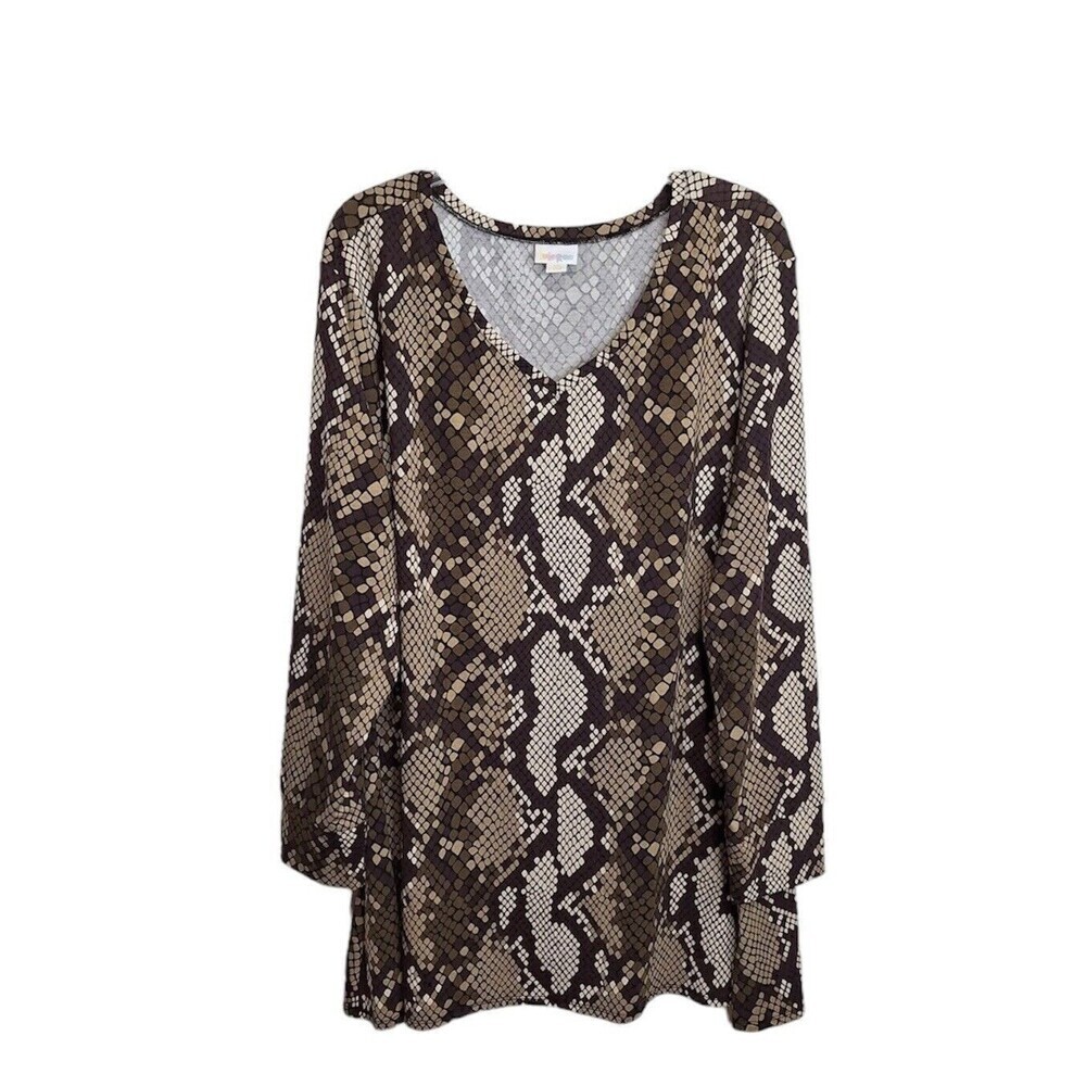 Lularoe Womens 3XL V Neck Top Snakeskin Print Long Sleeve Tunic ELIZABETH So it